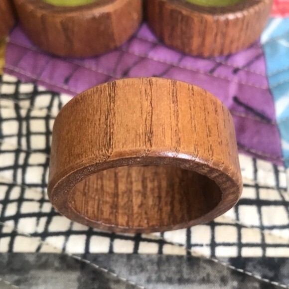 Wood Napkin Rings Set Retro - Picture 5 of 8